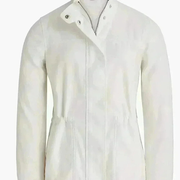 J. Crew Women's Utility Drawcord Jacket XSMALL White Full Zip/Snap Long Sleeve - Picture 2 of 11